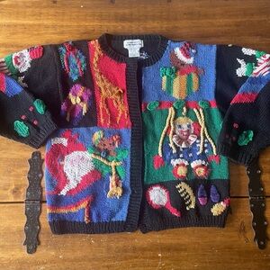Vintage Bartlett For The eagle's eye Christmas cardigan Sweater Small Petite